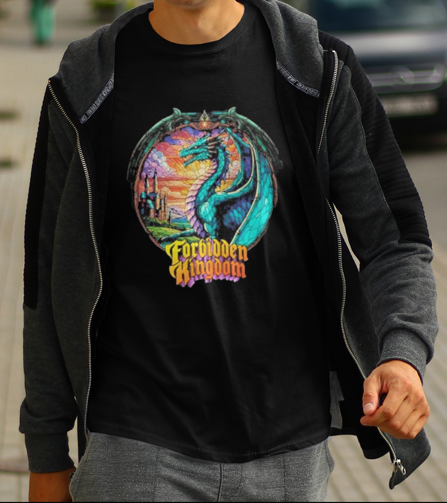 Forbidden Kingdom 2026 Divine Dragon Stained Glass Castle Fantasy T-Shirt