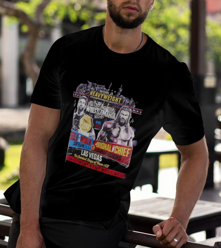 WrestleMania 42 Vegas World Heavyweight CM Punk Vs Roman Reigns T-Shirt