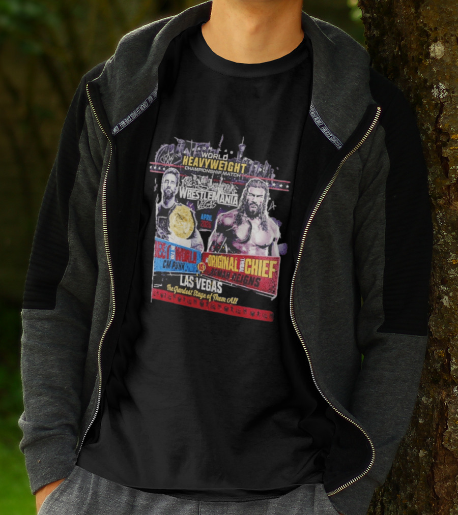 WrestleMania 42 Vegas World Heavyweight CM Punk Vs Roman Reigns T-Shirt