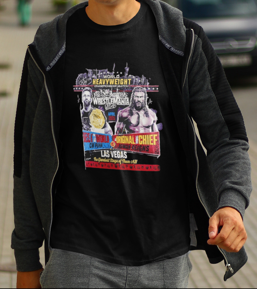 WrestleMania 42 Vegas World Heavyweight CM Punk Vs Roman Reigns T-Shirt