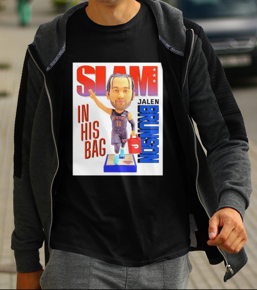 Slam Jalen Brunson New York Knicks In His Bag Big Bobblehead T-Shirt