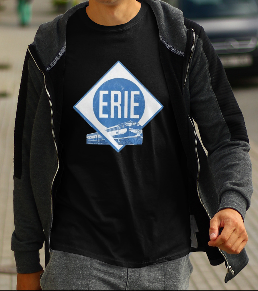 Erie Railway Train Vintage Blue T-Shirt