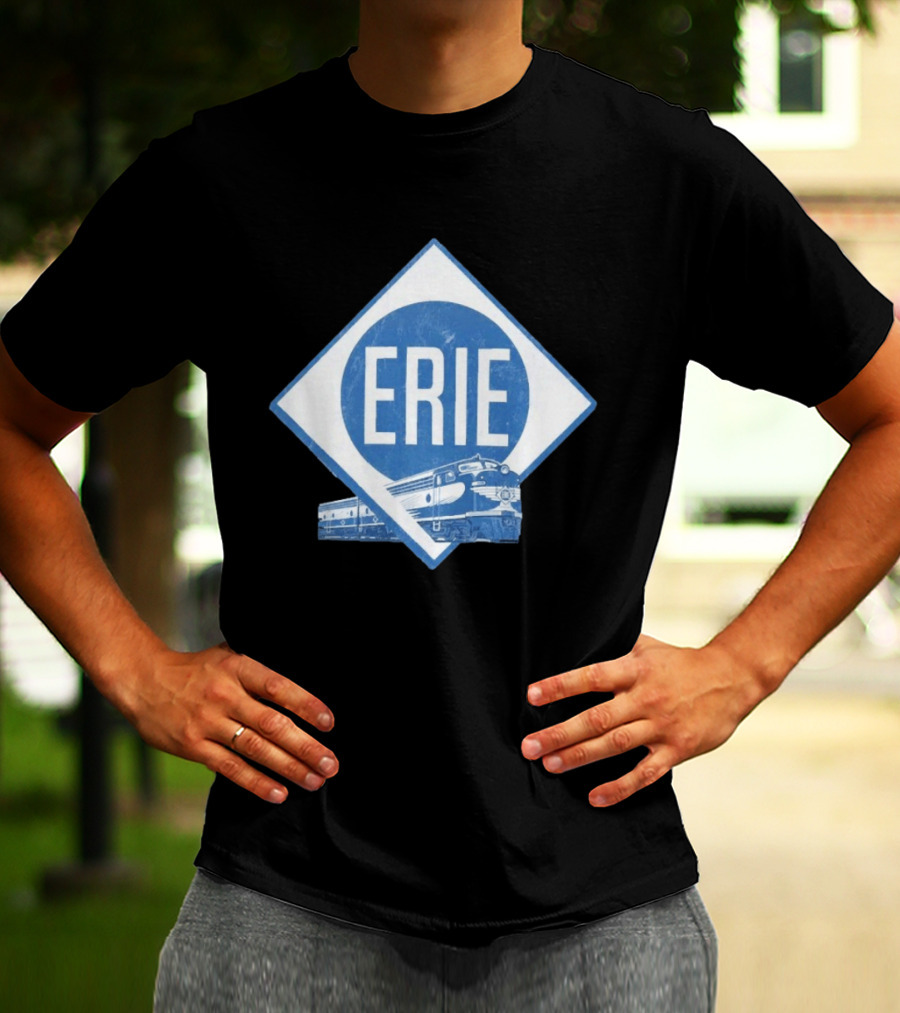 Erie Railway Train Vintage Blue T-Shirt