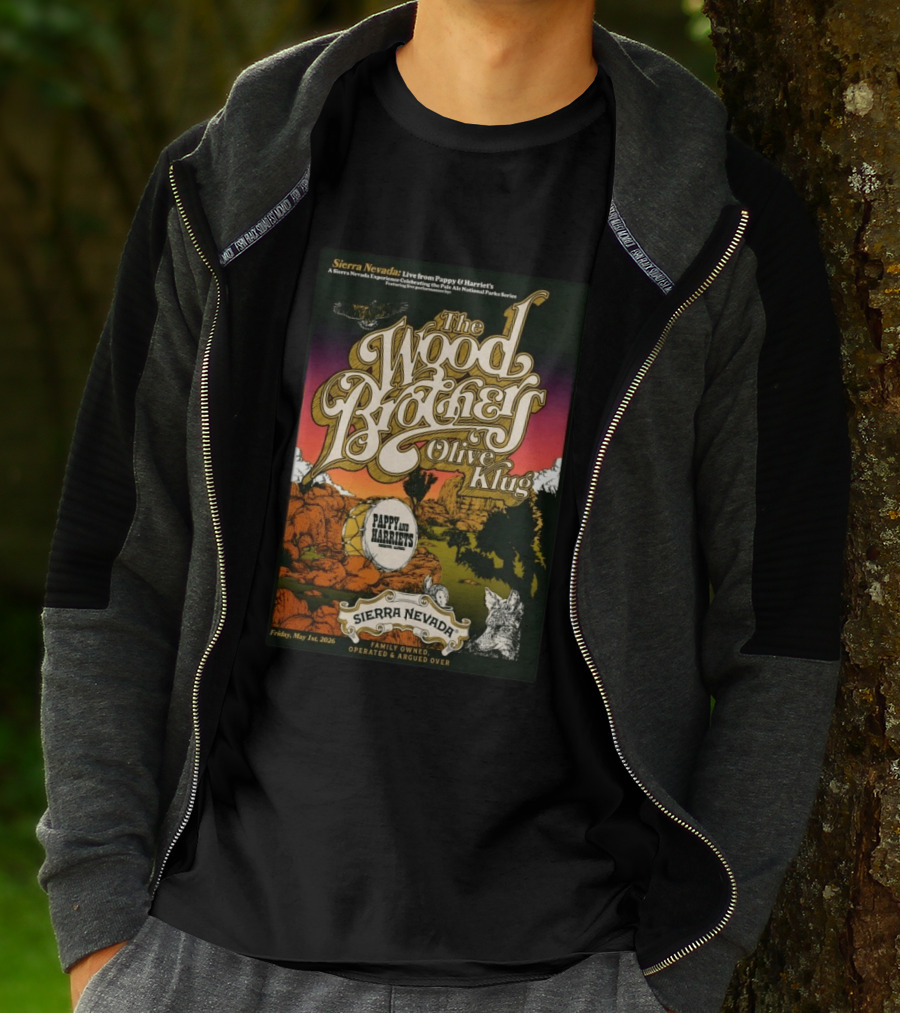 Sierra Nevada Presents The Wood Brothers Olive Klug Live May 1 2026 Pappy & Harriet's Pioneertown CA T-Shirt