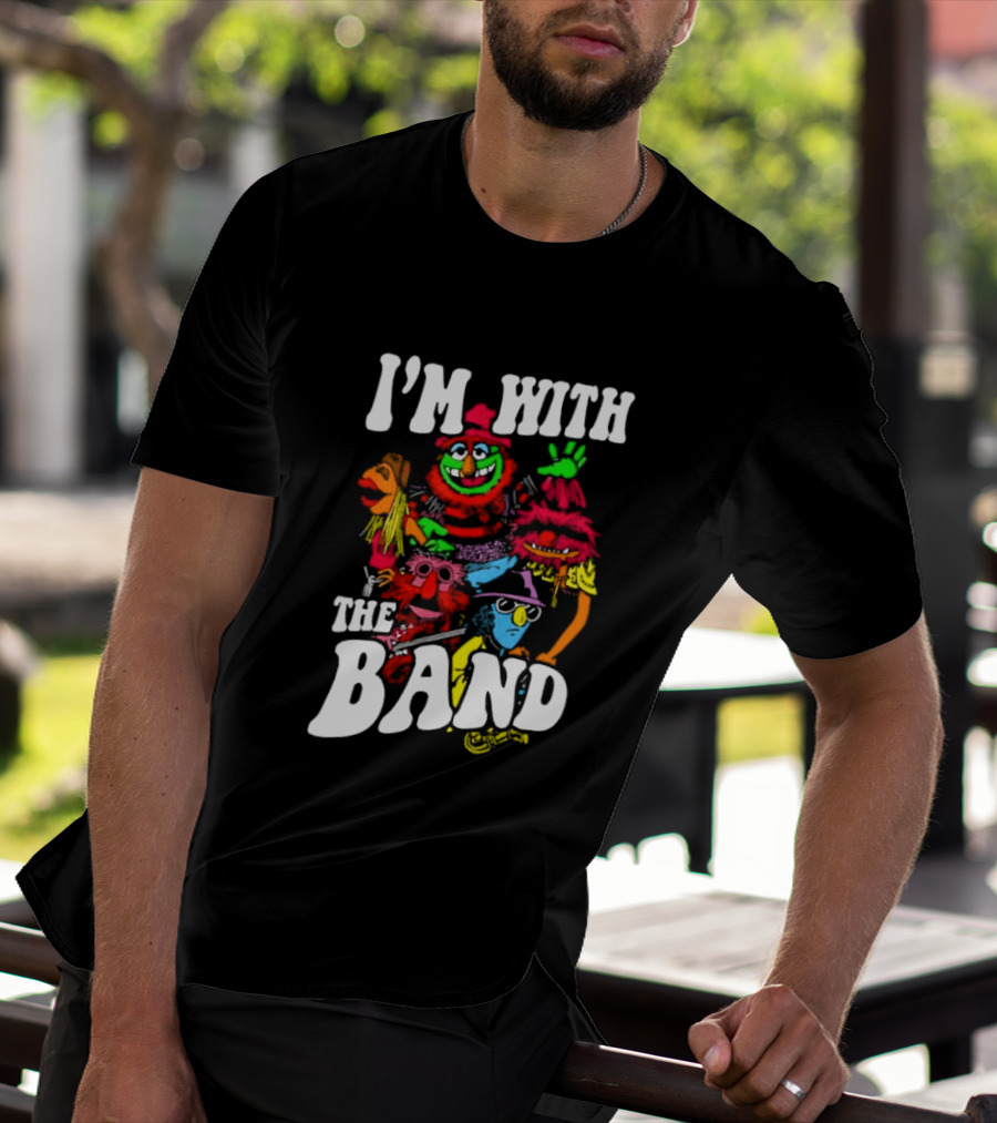 I'm With The Band Muppet Characters Colorful Collage T-Shirt