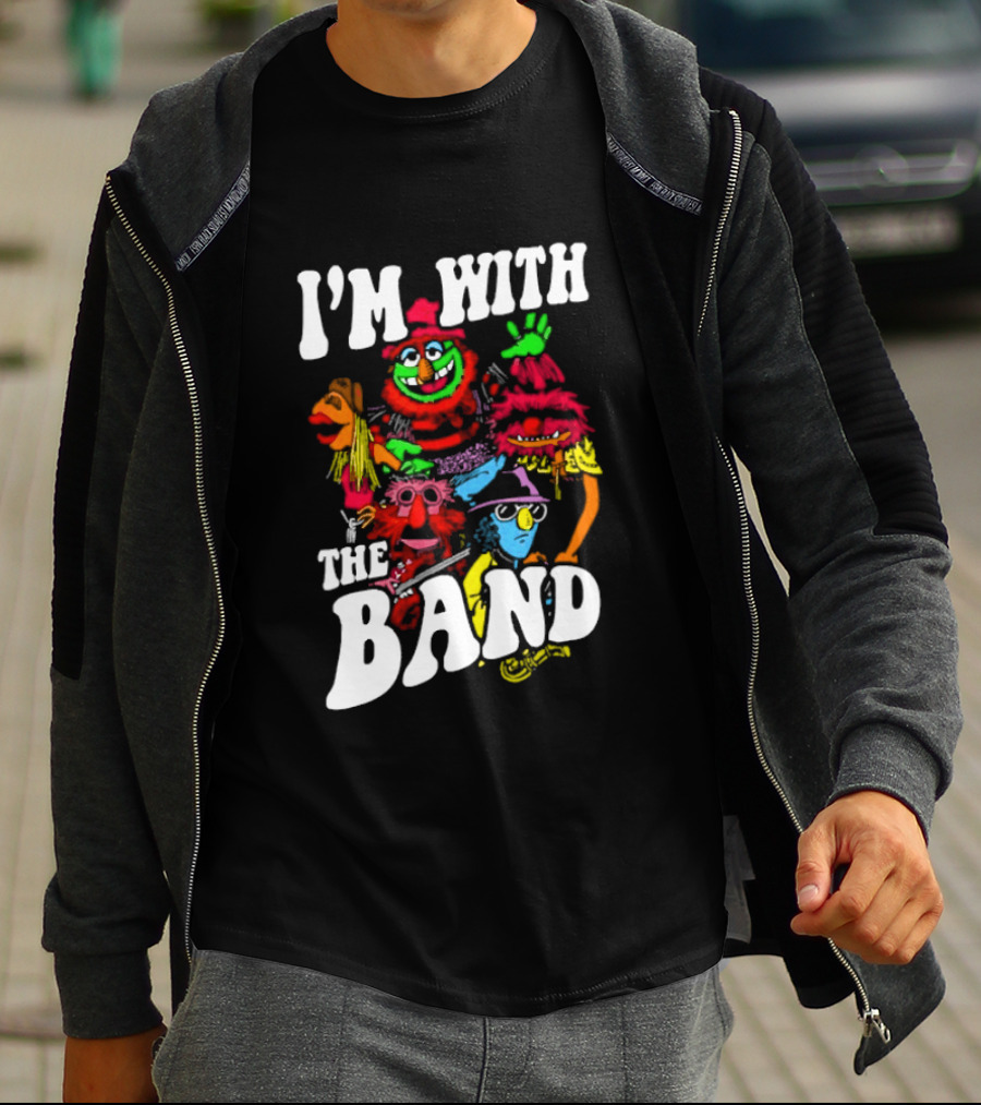 I'm With The Band Muppet Characters Colorful Collage T-Shirt
