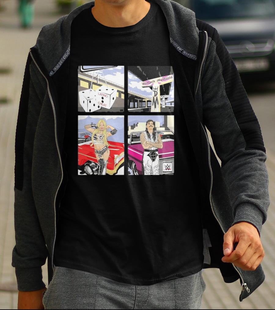 Ripple Junction Dominik Mysterio Liv Morgan 00s RPG WWE Latino Cheat Dice T-Shirt