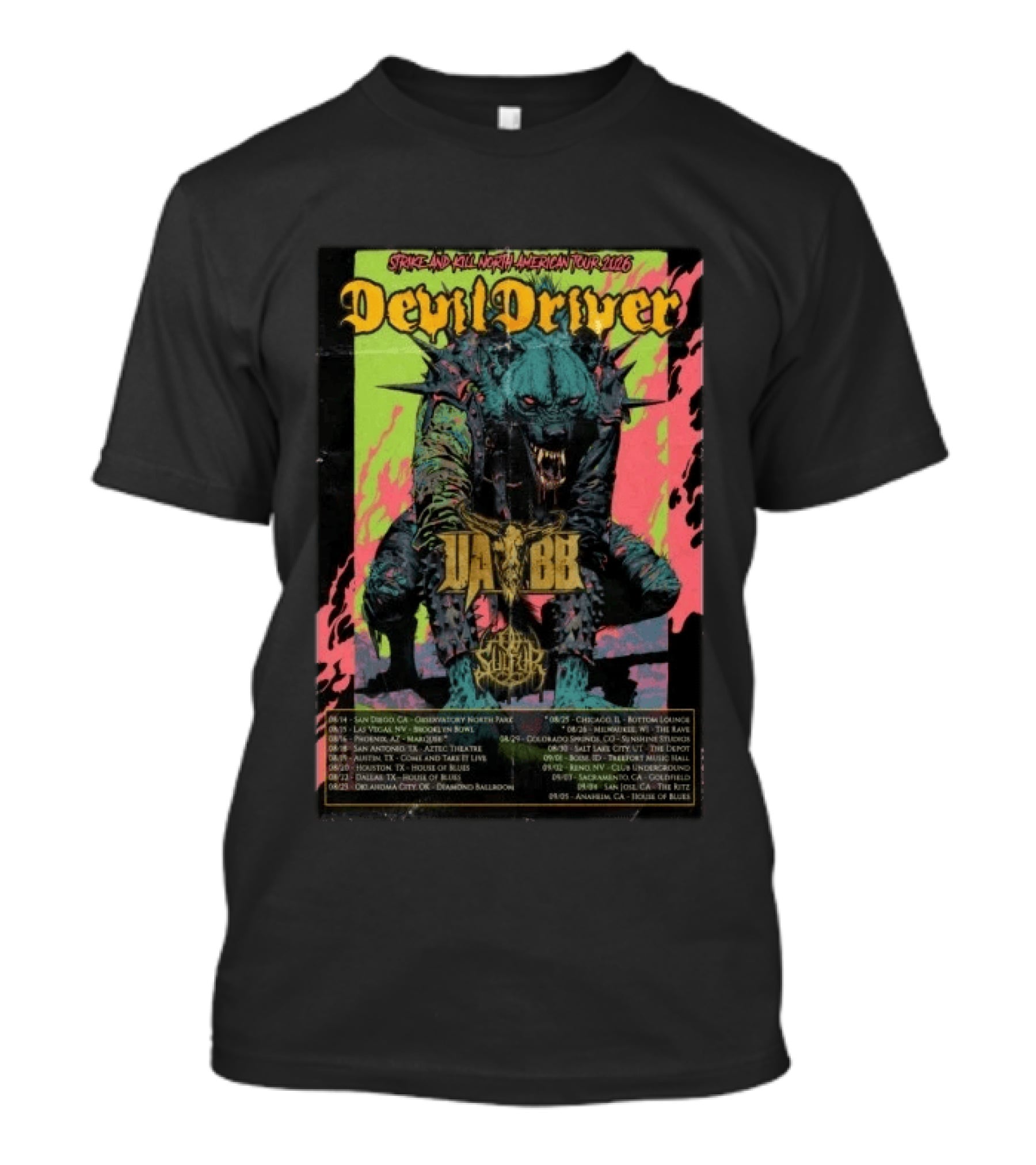 DevilDriver Strike And Kill North American Tour 2026 Dates Locations Monster T-Shirt