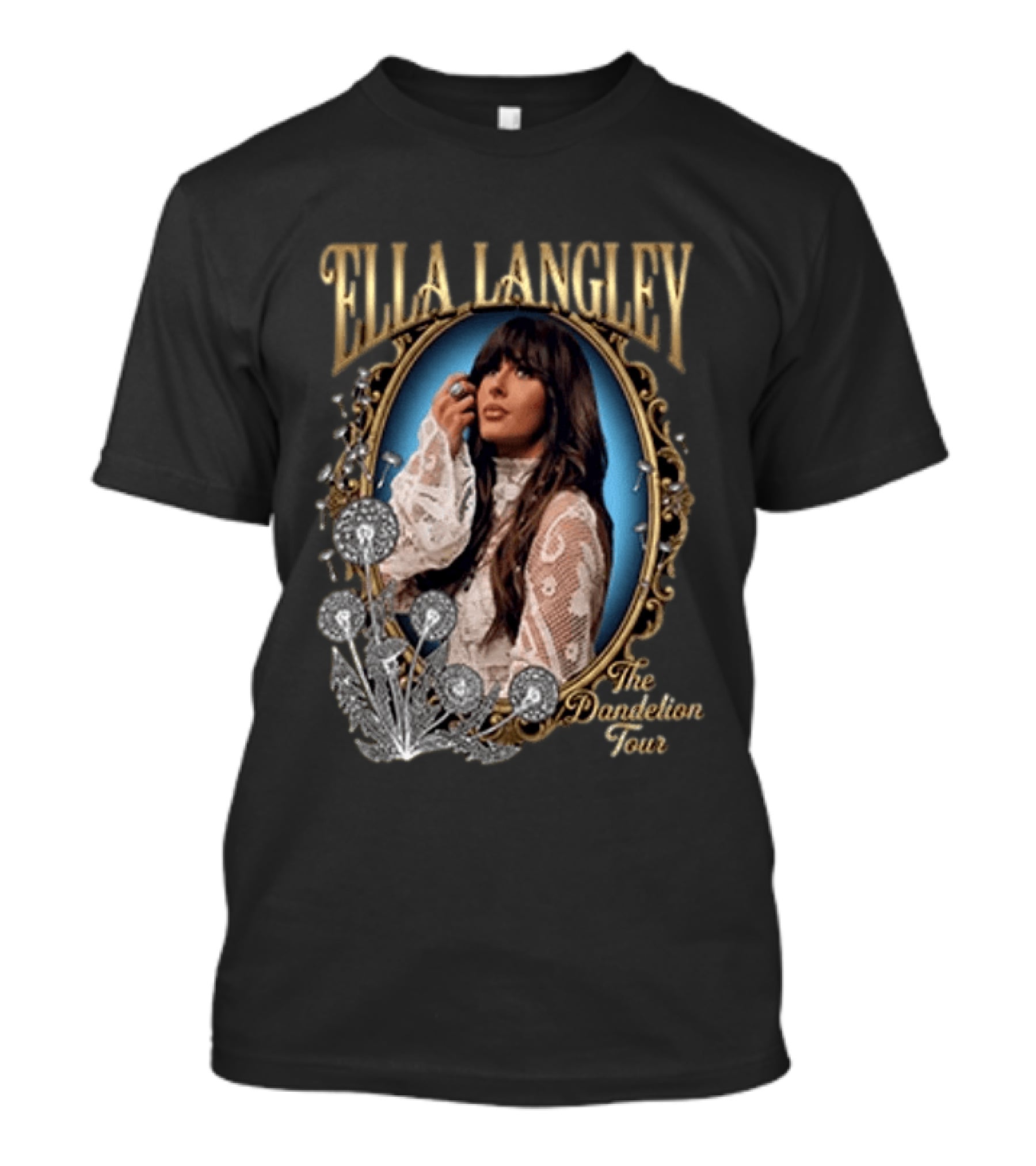 Ella Langley The Dandelion Tour Vintage Portrait Frame Floral Lace Elegance T-Shirt