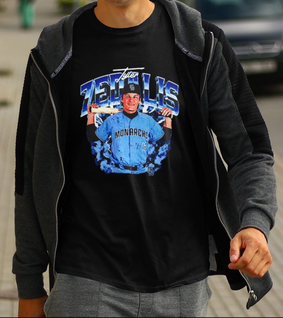 Tyler Zedalis Monarchs Baseball Player Blue Jersey T-Shirt