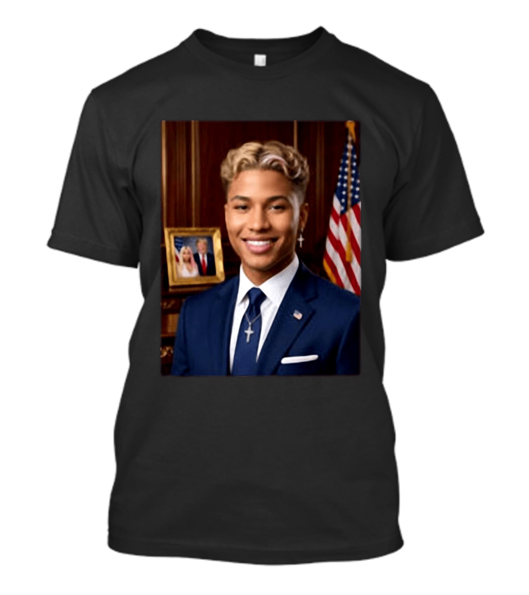 Kenzo J. Trump 2026 Presidential Portrait With USA Flag And Photo Frame T-Shirt