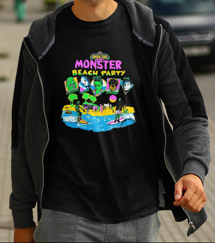 Universal Studios Florida Monster Beach Party The Big Lagoona Deadhead Frankie Retro Style Fun T-Shirt