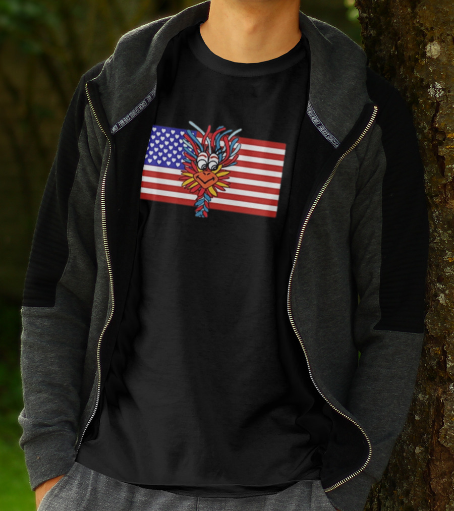 Patriotic Gooney Bird American Flag Hearts And Stripes T-Shirt