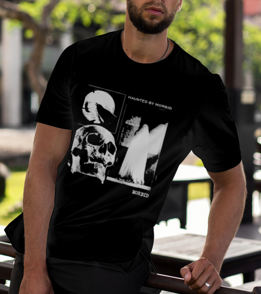 Haunted By Morbid Skull And Ghost Imagery Morbid Podcast T-Shirt