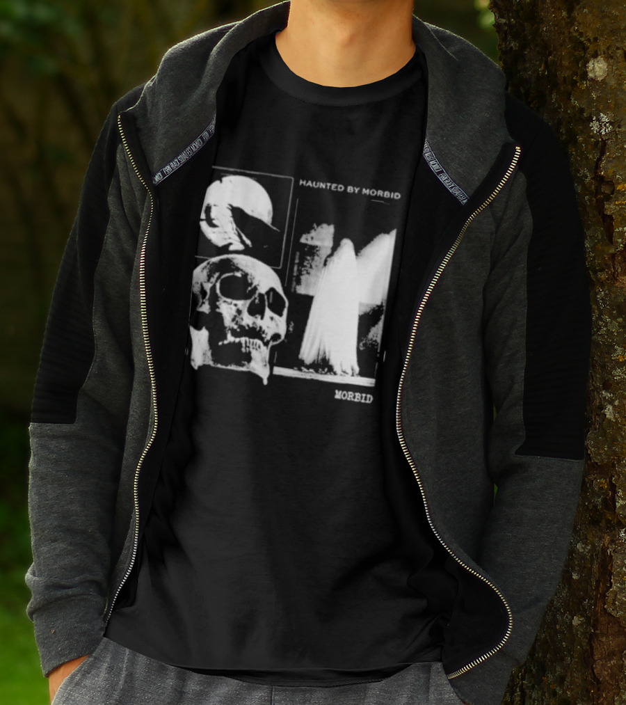 Haunted By Morbid Skull And Ghost Imagery Morbid Podcast T-Shirt
