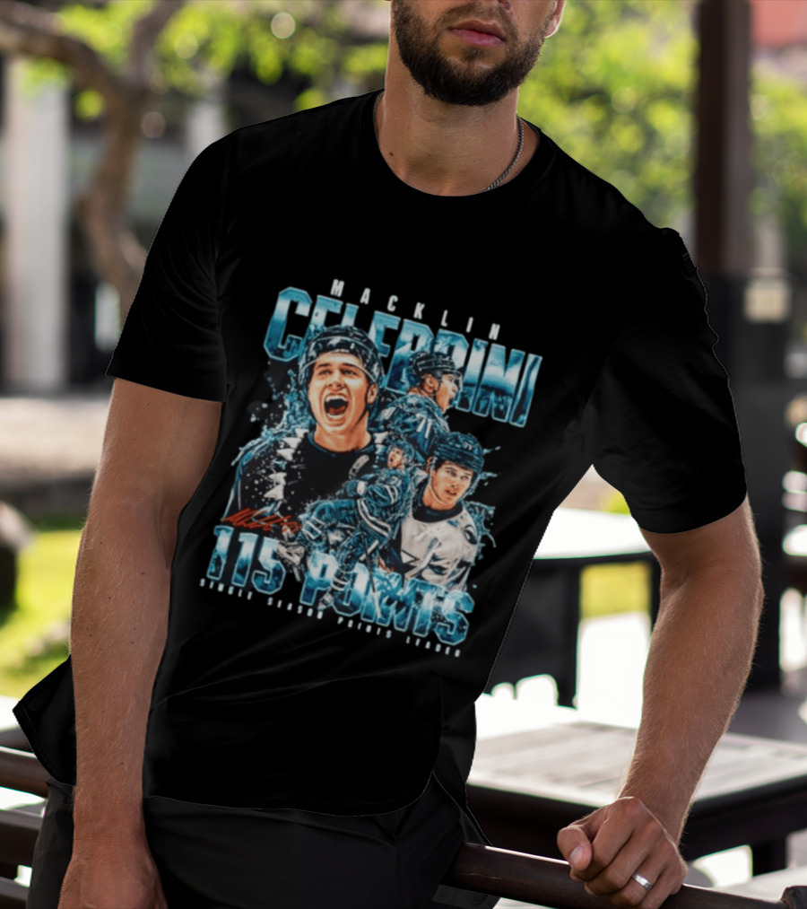 Macklin Celebrini 115 Points San Jose Sharks #71 Collage T-Shirt