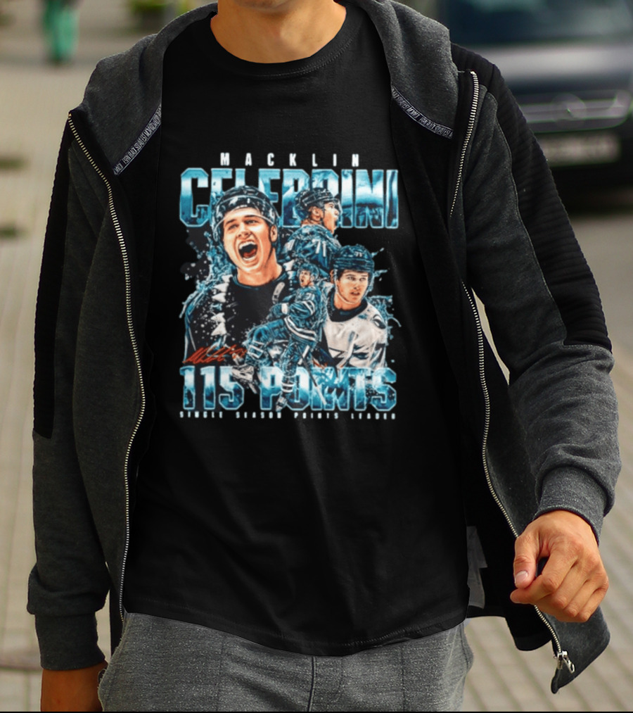 Macklin Celebrini 115 Points San Jose Sharks #71 Collage T-Shirt