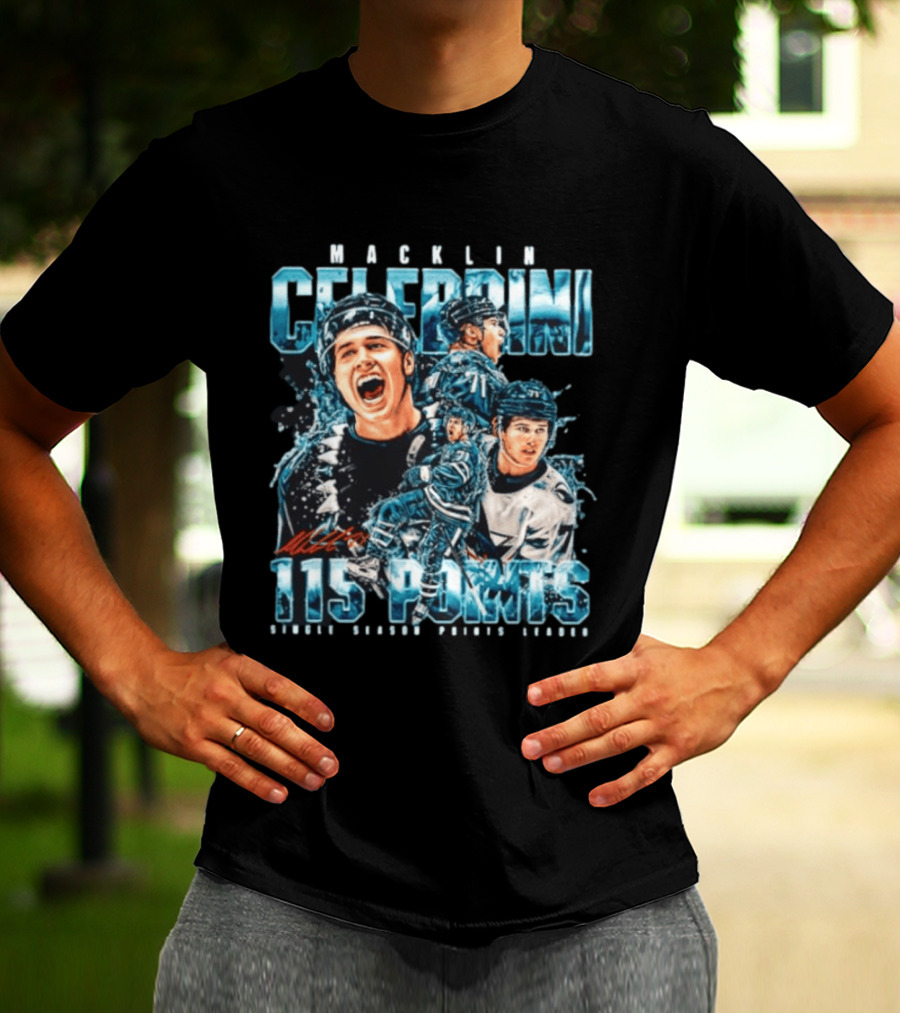 Macklin Celebrini 115 Points San Jose Sharks #71 Collage T-Shirt