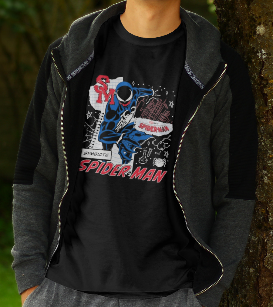 Marvel Symbiote Spider Man Sketch SM Spiderman In City Scene T-Shirt