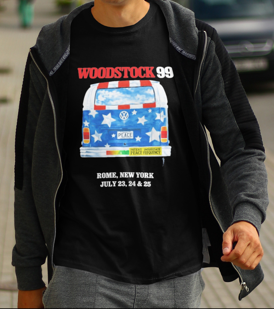 Woodstock 99 Something Very Bad Is Going To Happen Peace Frequency VW Van T-Shirt