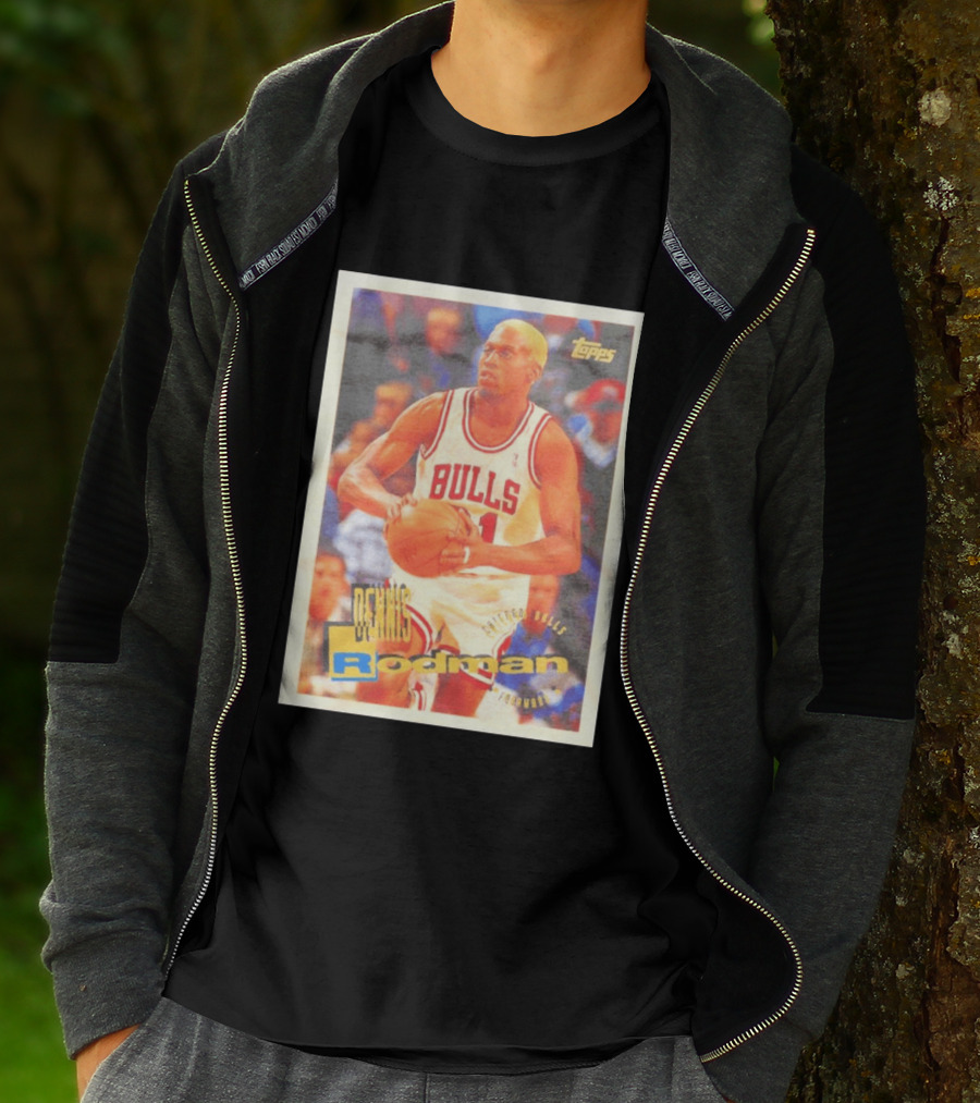 Dennis Rodman Chicago Bulls Topps Card NBA Forward T-Shirt