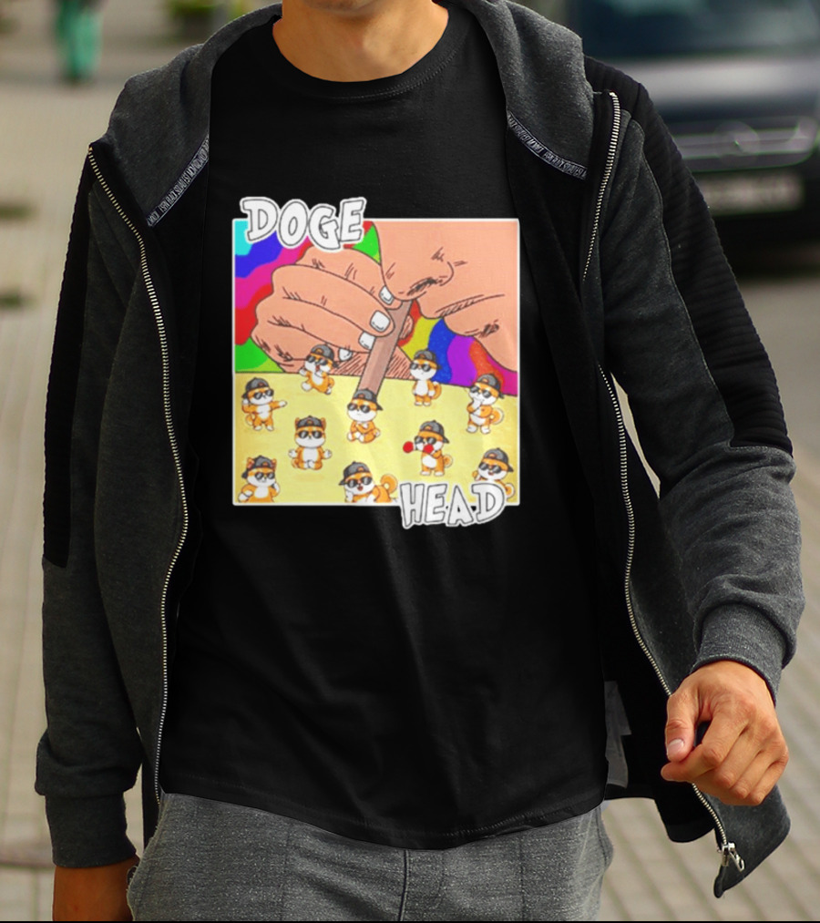 Doge Head Meme Cartoon With Dogs And Sunglasses T-Shirt