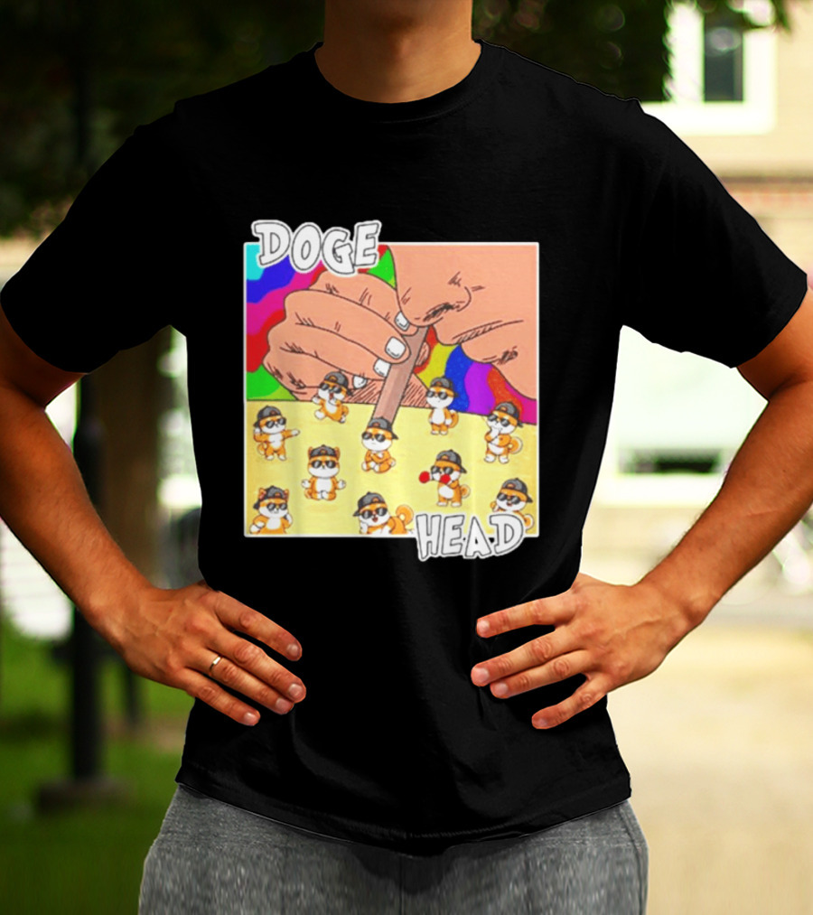 Doge Head Meme Cartoon With Dogs And Sunglasses T-Shirt