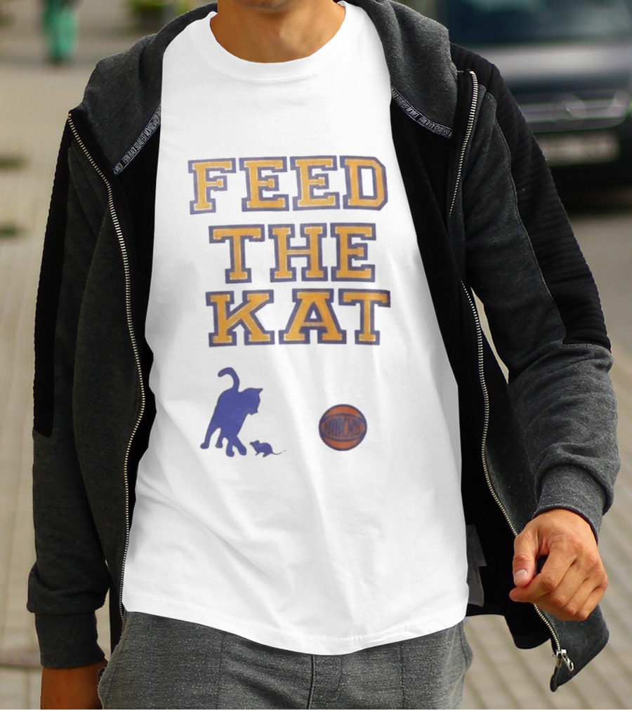 Feed The Kat Knicks Logo Basketball Cat T-Shirt