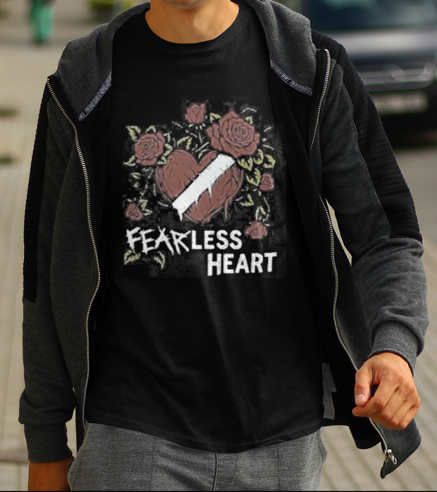 Fearless Heart Pink Roses And Yellow Leaves T-Shirt