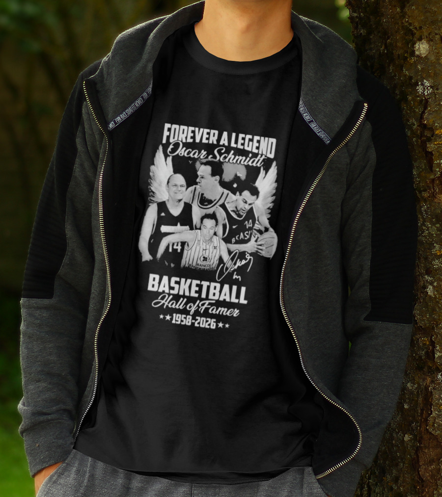 Forever A Legend Oscar Schmidt Basketball Hall Of Famer 1958 2026 Winged T-Shirt