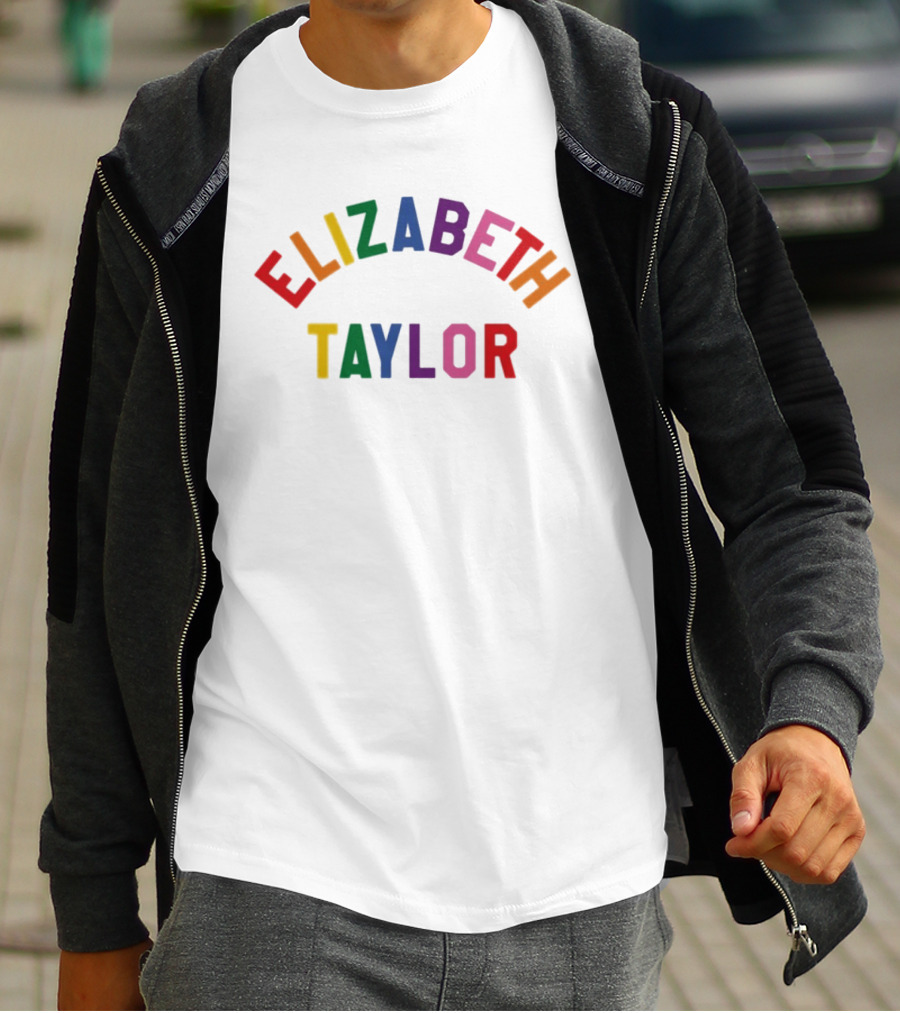 Elizabeth Taylor Rainbow Pride Colorful Letters T-Shirt