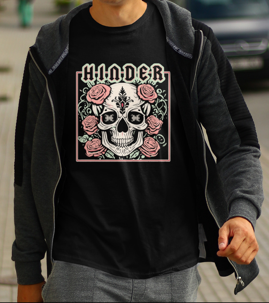 Hinder Pastel Skull Roses T-Shirt