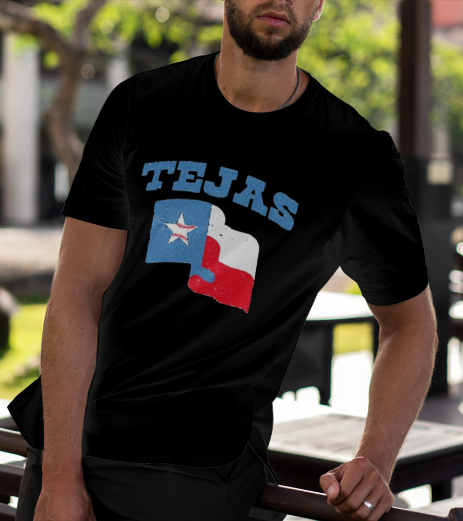 TEJAS Texas Flag With Baseball Star T-Shirt