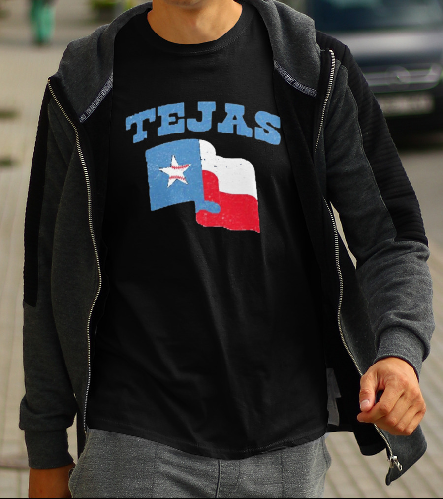 TEJAS Texas Flag With Baseball Star T-Shirt