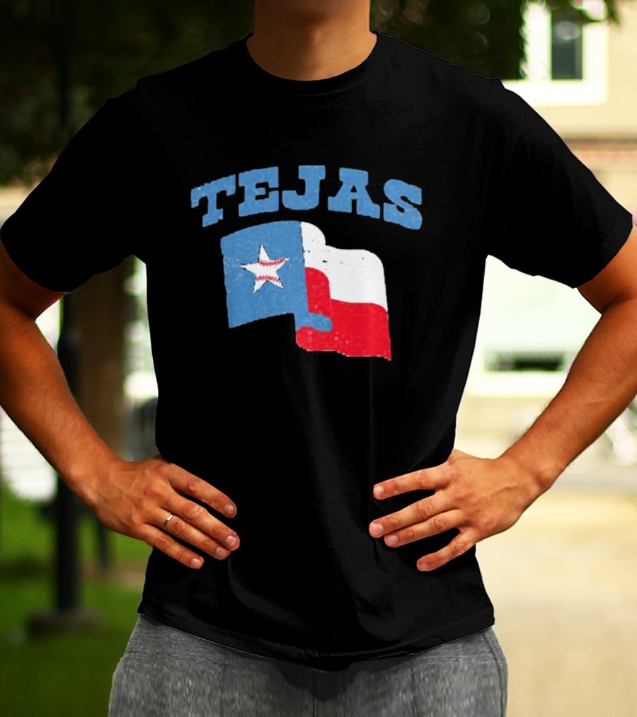 TEJAS Texas Flag With Baseball Star T-Shirt