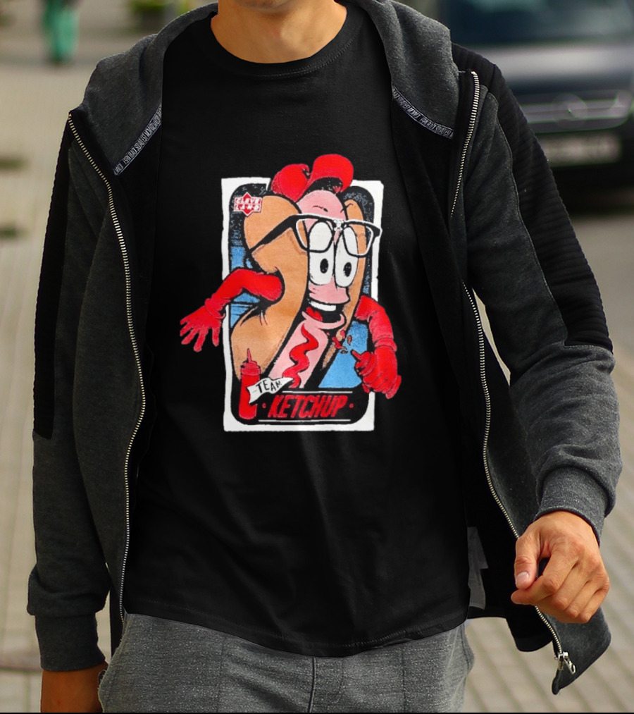 Cleveland Hot Dog Character Glasses Team Ketchup T-Shirt
