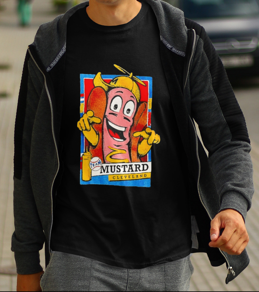 Cleveland Team Mustard Hot Dog Character Colorful T-Shirt