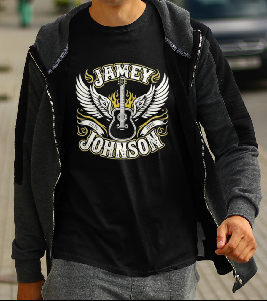 Jamey Johnson Guitar With Wings And Flames Est. 1975 T-Shirt