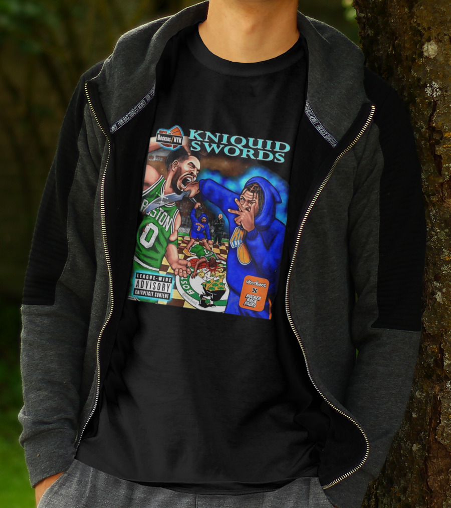 Kniquid Swords Bokers NYK Knixploitation Parental Advisory Uberkunst Bocker Back Pages T-Shirt