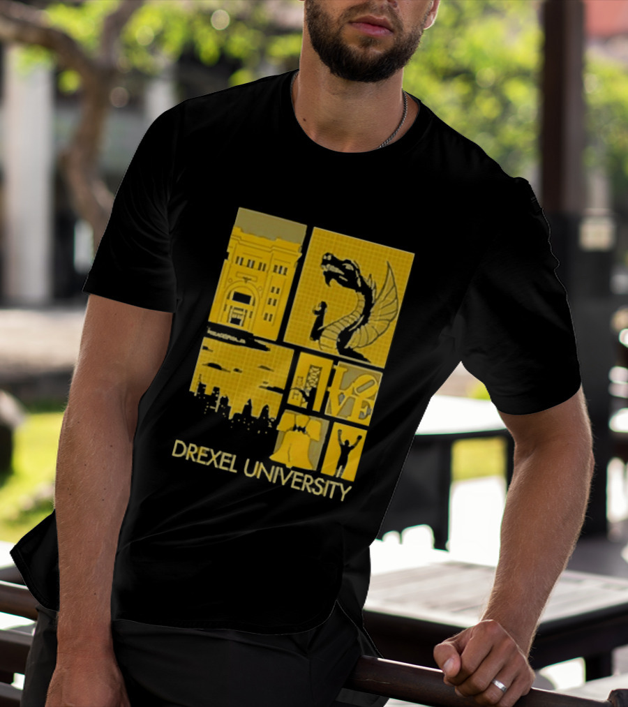 Drexel University Dragons Skyline Liberty Bell Icon Philadelphia T-Shirt
