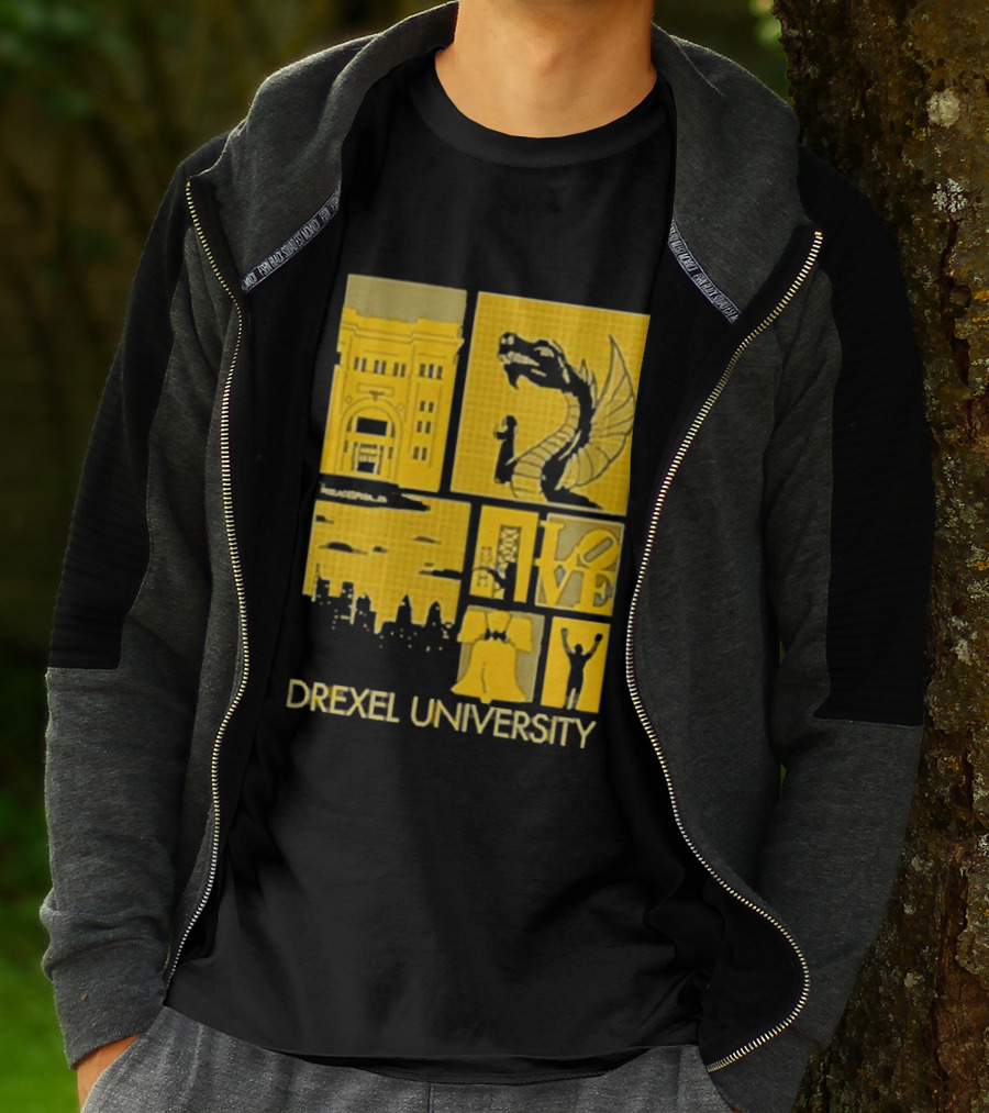 Drexel University Dragons Skyline Liberty Bell Icon Philadelphia T-Shirt