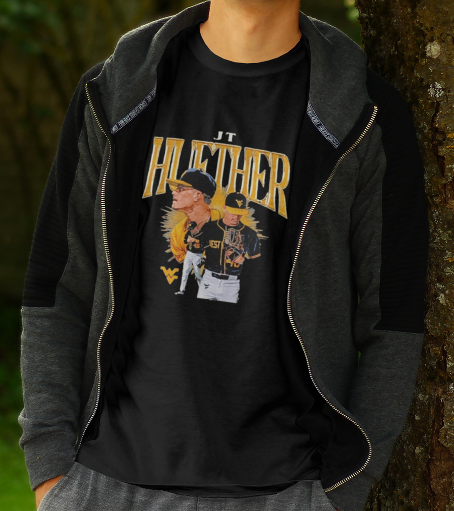 JT Huether West Virginia Mountaineers Baseball Player WV T-Shirt