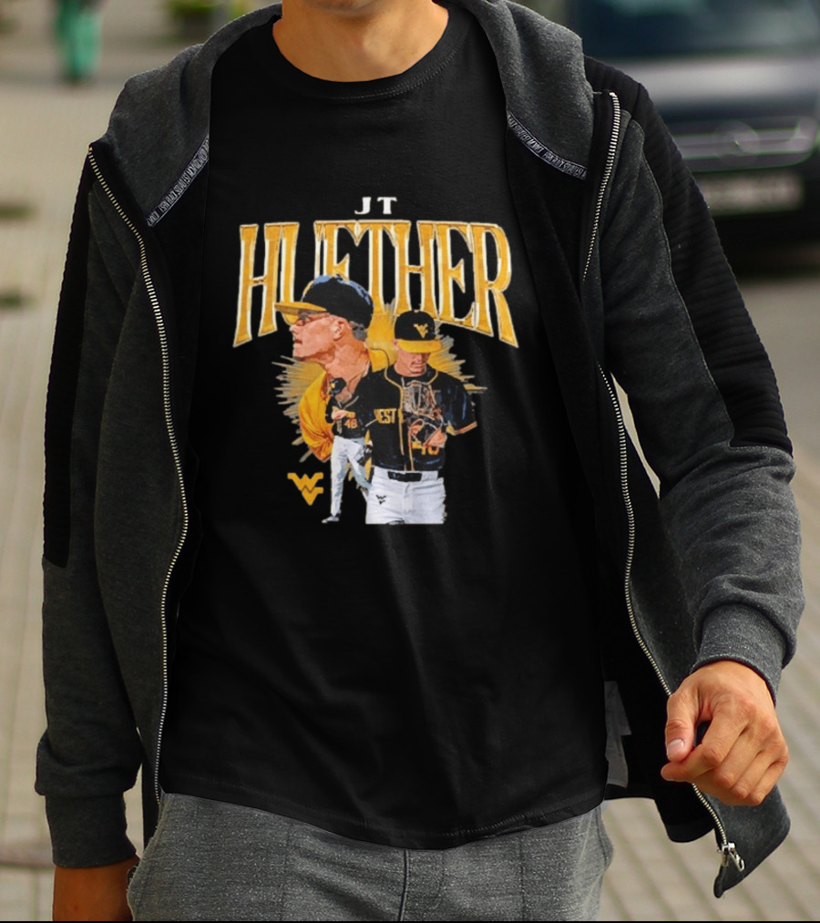 JT Huether West Virginia Mountaineers Baseball Player WV T-Shirt
