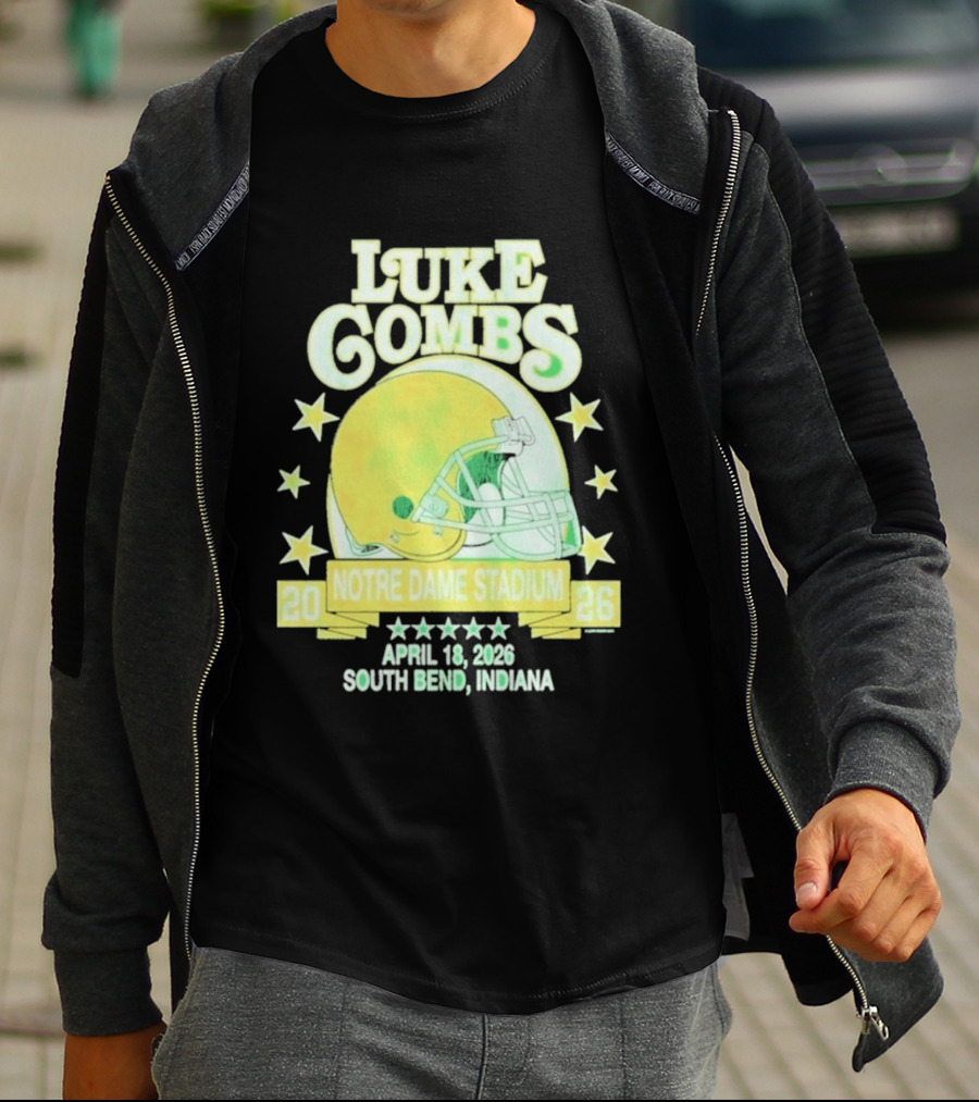 Luke Combs Notre Dame Stadium April 18 2026 South Bend Indiana Helmet Football Event T-Shirt
