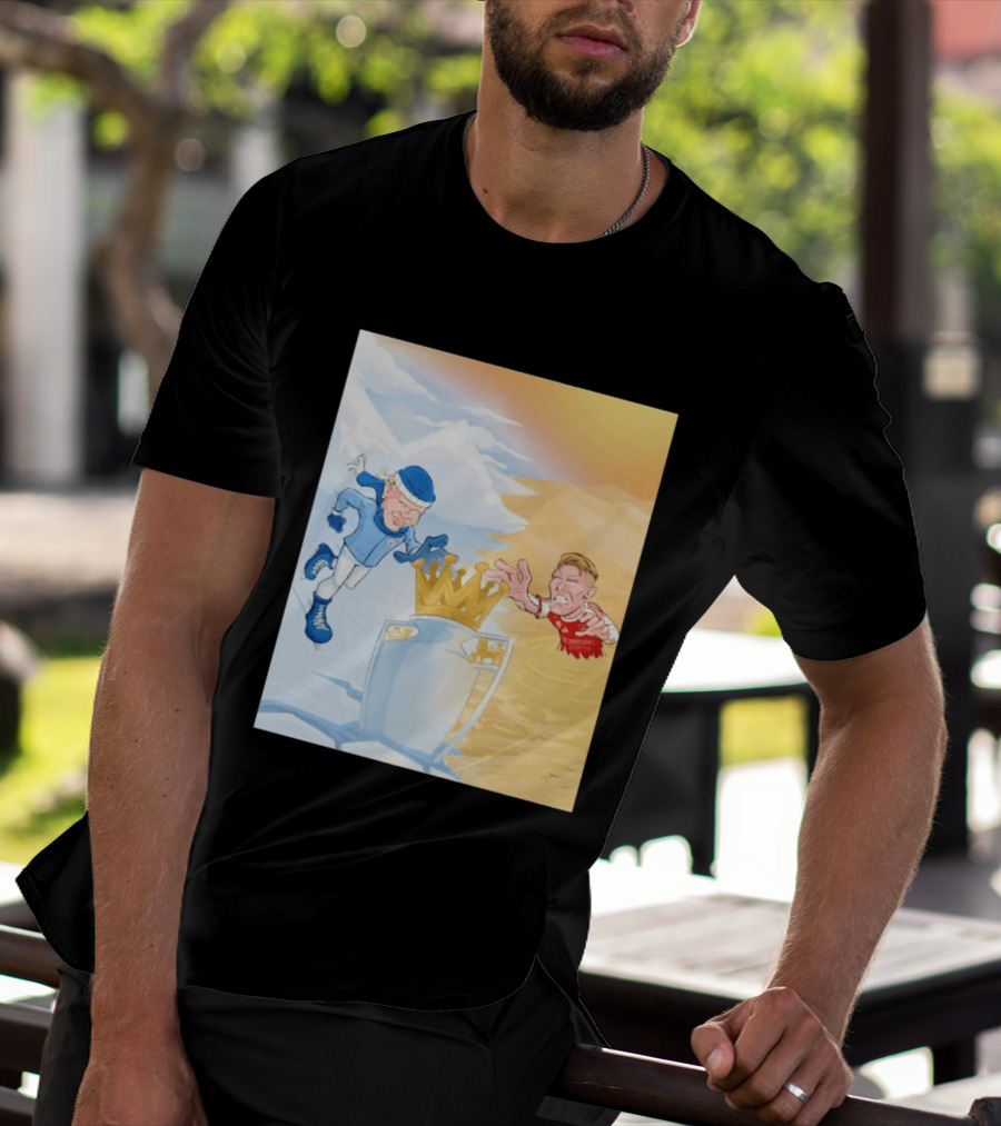 Manchester City Versus Arsenal April 2026 Premier League Title Showdown Cartoon T-Shirt