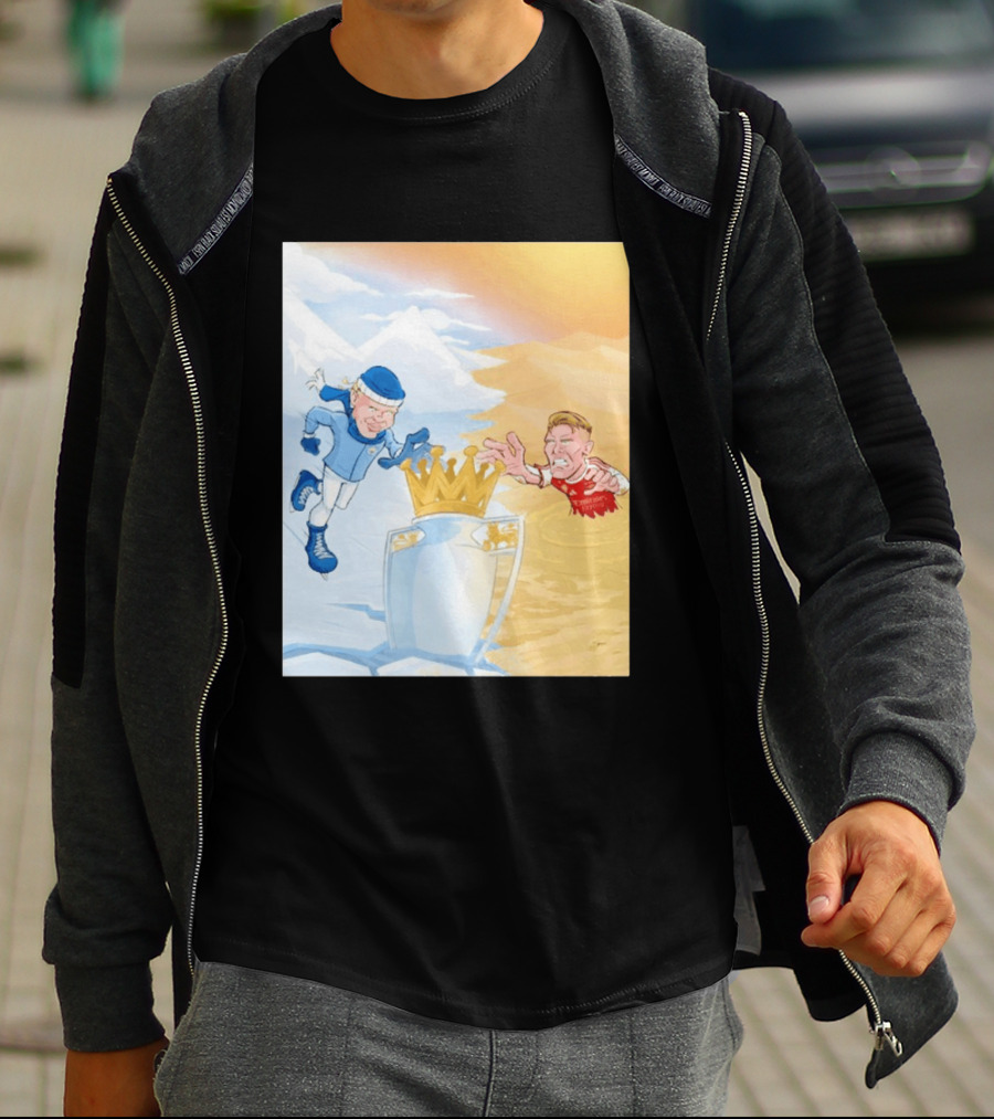 Manchester City Versus Arsenal April 2026 Premier League Title Showdown Cartoon T-Shirt
