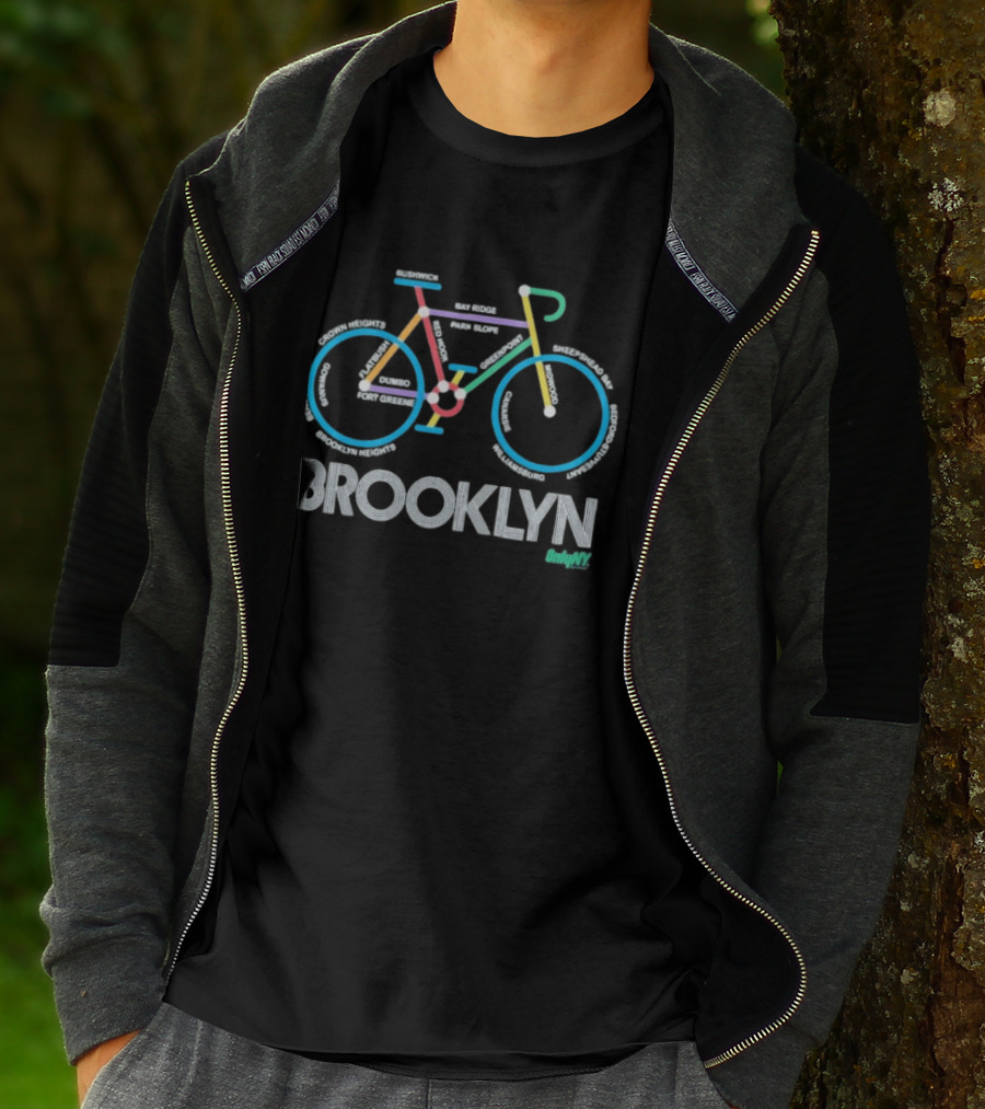 Only NY Brooklyn Neighborhoods Bike Map T-Shirt