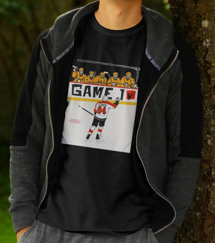 Philadelphia Flyers Porter Martone Celebrates Game 1 Win Over Pittsburgh Penguins T-Shirt