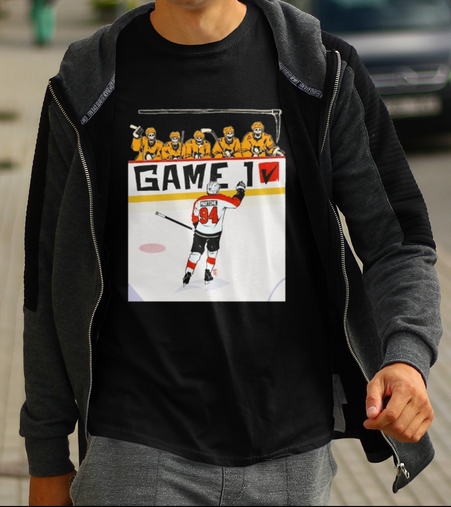 Philadelphia Flyers Porter Martone Celebrates Game 1 Win Over Pittsburgh Penguins T-Shirt