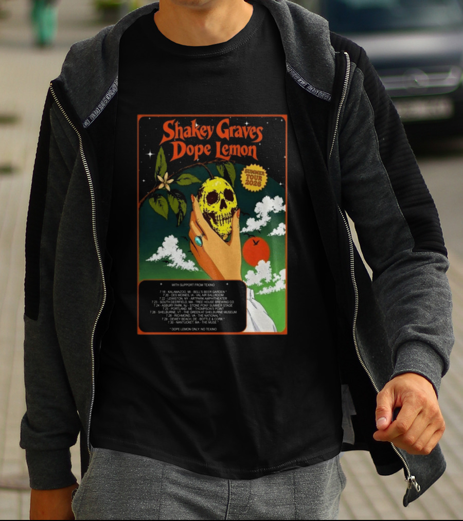 Shakey Graves Dope Lemon Summer Tour 2026 With Texino Support T-Shirt